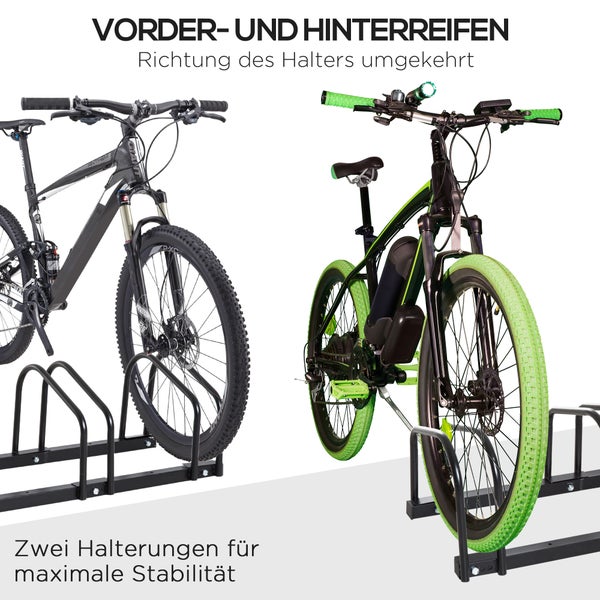 HOMCOM Fahrradständer, Radständer, wetterfest, langlebig, bis 4 Fahrräder, 110 x 33 x 27 cm, Stahl, Schwarz