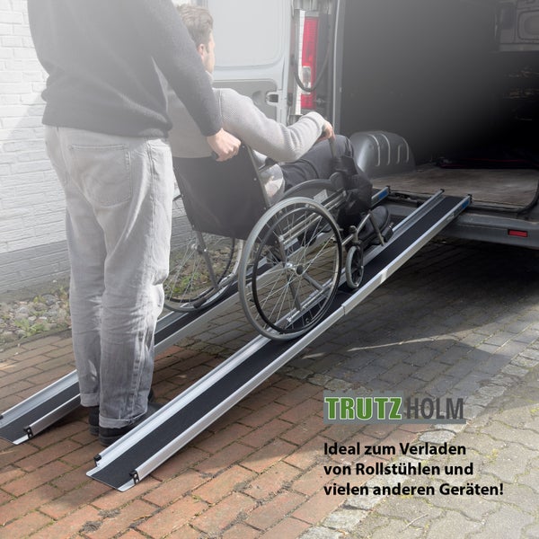 TRUTZHOLM 2 x Teleskoprampe 90 - 152 cm Traglast 272 Alu grau schwarz Antirutsch beschichtet inkl.Tasche Rollstuhlrampe