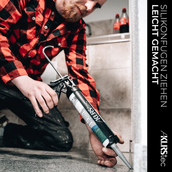 KLRStec PREMIUM Kartuschenpistole mechanisch aus Metall - Hochwertige 2K Silikonpistole/-presse zum verfugen mit allen gängigen 310ml Dicht- und Klebstoffkartuschen (Silikon, Acryl, Lehm etc.)