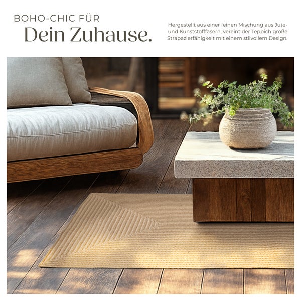 Geflochtener Teppich tectake strapazierfähig und pflegeleicht verschiedene Größen 80 x 150 cm