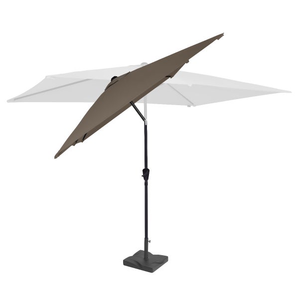 VONROC Sonnenschirm rechteckig 200x300 - Rechteckiger Sonnenschirm für Terasse, Garten, Balkon, Gastro - Knickbar, Kurbel, Wetterfest - Rapallo (Taupe_Set)