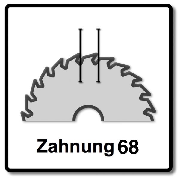 Symbol für ein Sägeblatt mit 68 Zähnen