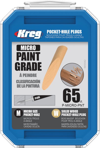 Kreg Micro Holzstopfen für Taschenbohrungen aus Massivholz, überstreichbar, 65 Stück.