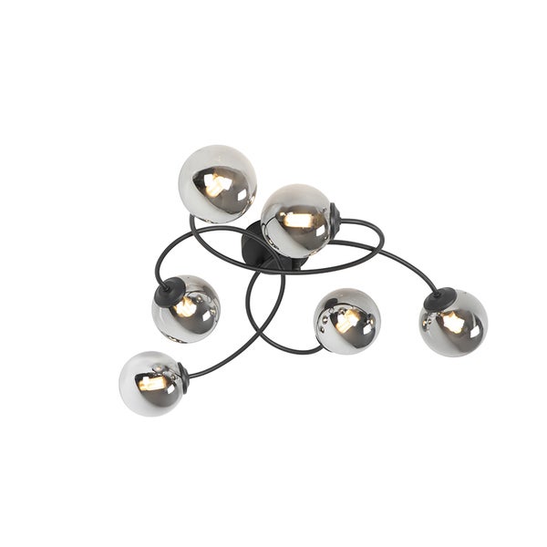 Deckenleuchte mit sechs silberfarbenen Kugeln