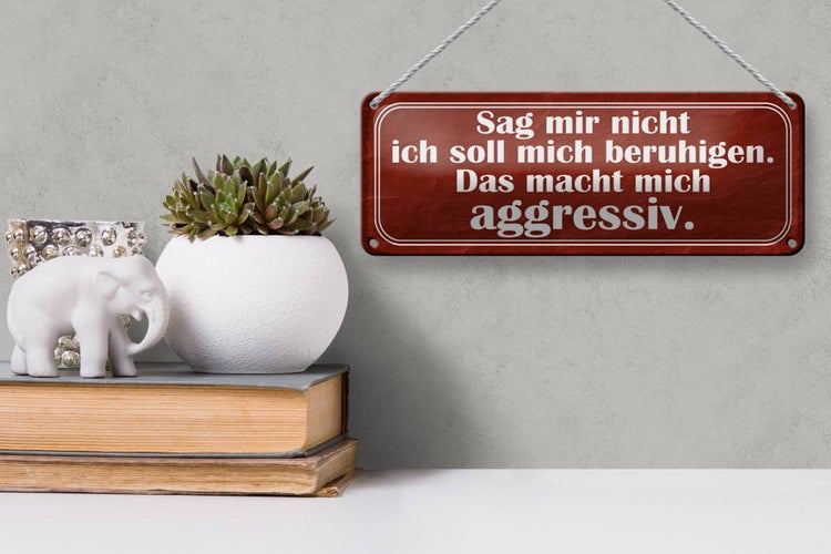 Blechschild Spruch 27x10cm sag nicht soll mich beruhigen Dekoration
