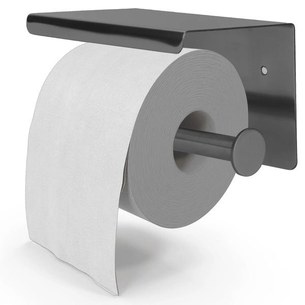 EAVY Toilettenpapierhalter mit Ablage Edelstahl Grau Selbstklebend oder Bohren