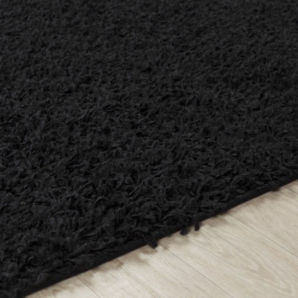 Hochfloriger Shaggy-Teppich Einfarbig Schwarz 120x170 cm LILLY