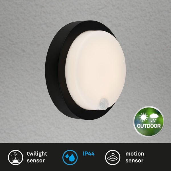 Battery LED Outdoor Wall Light,Sensor,black,LED/4W