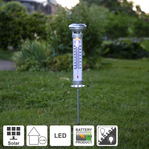 Solarthermometer zur Garteninstallation mit LED Beleuchtung