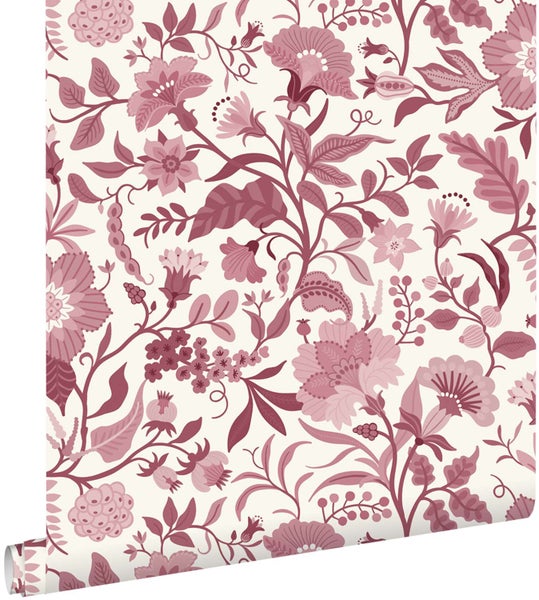 Tapete mit floraleem Blumenmuster und botanischen Elementen
