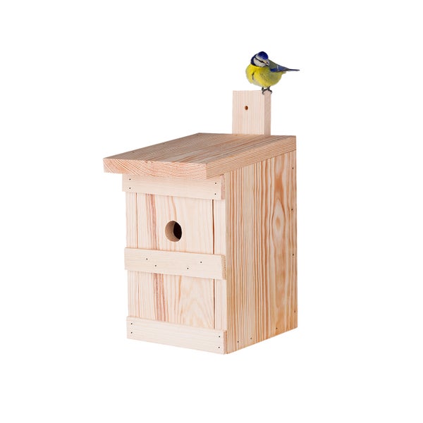 Nistkasten für Meisen & Kleinvögel - Vogelhaus aus Massivholz - 27x17x17cm - Brutkasten handgemacht in Europa - Meisenkasten wetterfest mit Einflugloch 28mm