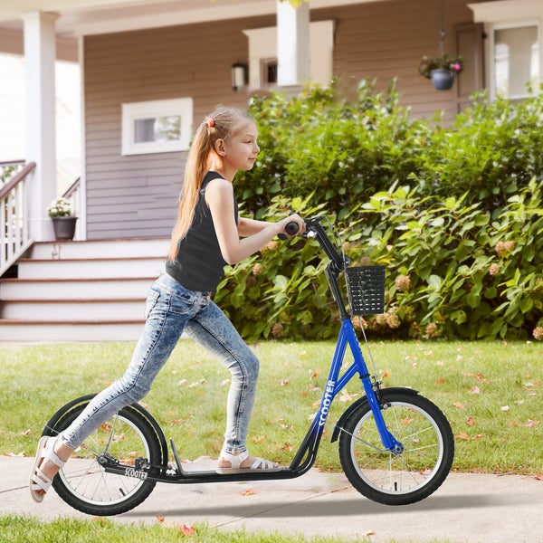 HOMCOM Kinderroller, 139L x 58B x 96H cm, Metall, Kunststoff, Aluminiumlegierung, Gummi, Blau