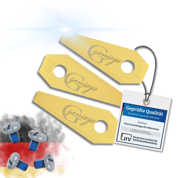Genisys Titan Ersatzklingen für Mähroboter mit Prüfsiegel und Schrauben