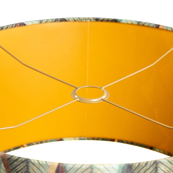 Samtlampenschirm mit Blattdesign und goldener Innenseite 50/50/25