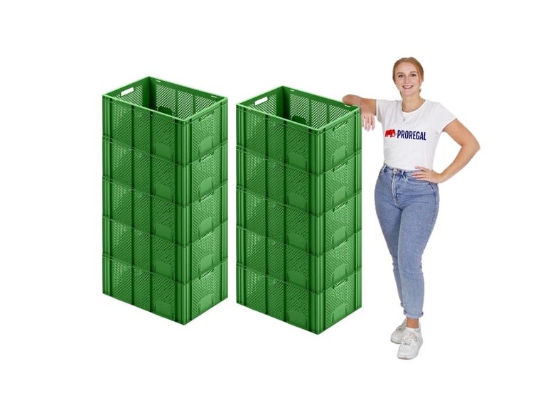 PROREGAL Eurobehälter Obst- und Gemüsekasten HxBxT 27,4 x 40 x 60 cm 54 Liter Grün Obst-Gemüsekiste Obstkorb Transportbox