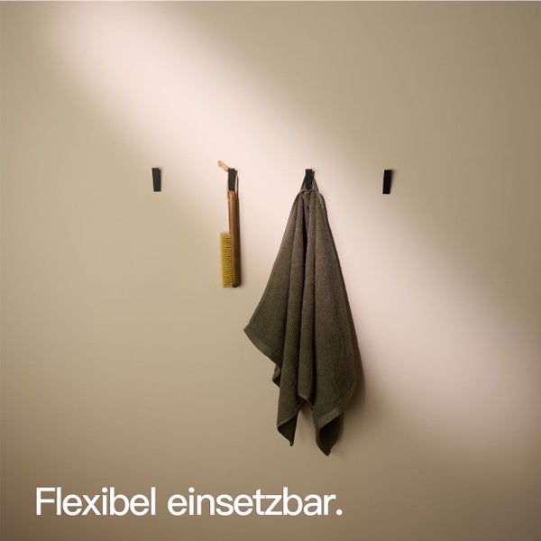 Designfabrik Hamburg Klebehaken ohne Bohren  |  4 Selbstklebende Haken | Wandhaken Schwarz