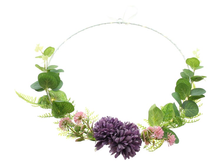 FRANK FLECHTWAREN | LED-Ring Blumen, KUNSTSTOFF, METALL, D: 30 cm