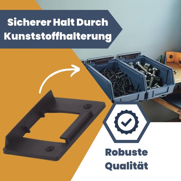 Stapelboxen Schraubenbox Lagerboxen Stapelboxen Werkstatt Sichtlagerboxen klein groß Set Wandhalterung Wand 6x Stapelbox Gr.2 + 6x Kunststoffhalter