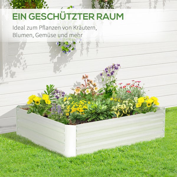 Outsunny Hochbeet aus Stahl, Pflanzbeet Frühbeet Gartenbeet Blumenkasten stapelbar, Pflanzkasten Gemüsebeet 120x90x30cm für Garten Balkon, Pflanzkübel für Blumen, Pflanzen, Gemüse