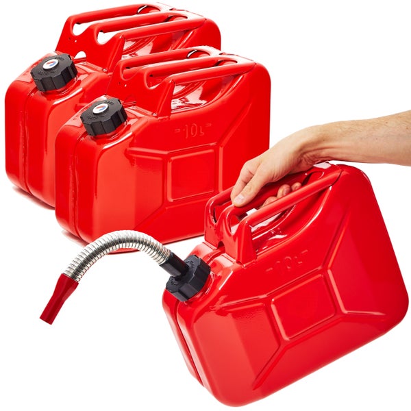 Roter Kraftstoffkanister mit flexiblem Ausgießer