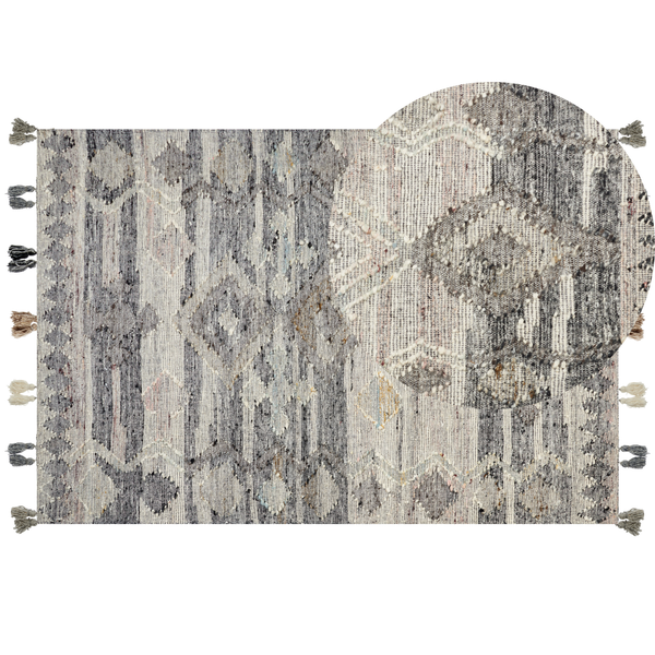 Teppich ARATASHEN Grau 160 x 230 cm Wolle Kelim