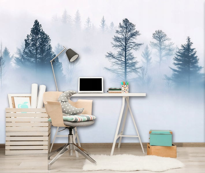 Fototapete Wald Nebel Natur Schlafzimmer Vlies Tapete 350x250 cm