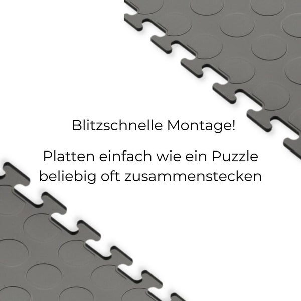 20x Klickfliesen Bodenplatte Kunststoff Balkon Terasse Garage Werkstatt Camping Outdoor Fliesen Bodenbelag grau 50 PP dünn Klicksystem