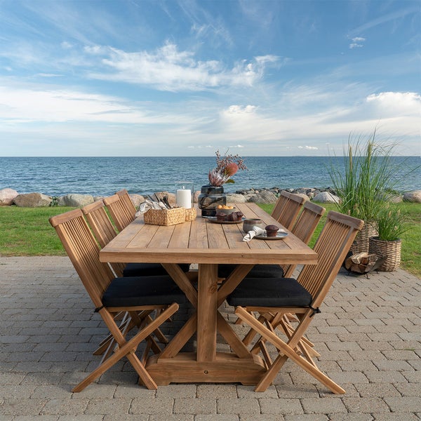 Volos Gartenset Esstisch 100x240cm natur und 8 Toledo Stuhl natur. 100 X 240 X 75 cm
