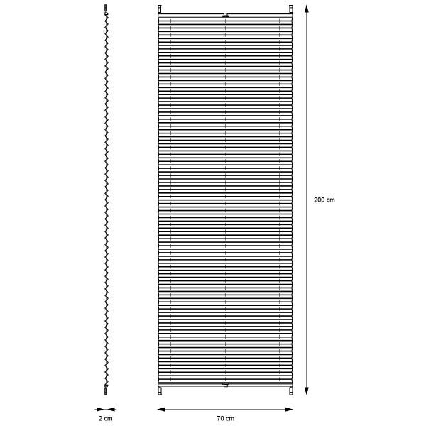 ECD Germany Plissee Klemmfix ohne Bohren 70x200 cm Schwarz Blickdicht Sonnen- und Sichtschutz Faltrollo Jalousie mit Klemmträger für Fenster & Tür EasyFix Plisseerollo Lichtdurchlässig Fensterrollo