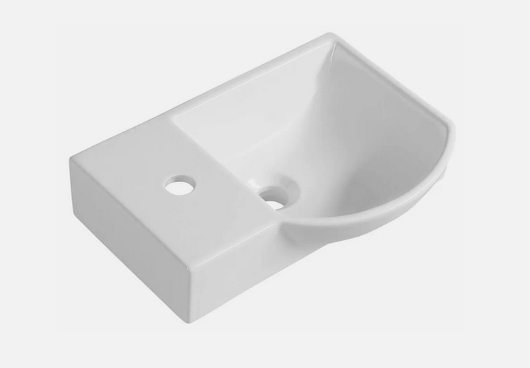 Gäste Weiss WC Badmöbel Waschtisch Set 45cm für Kleine Bäder Litos Hahnloch Links