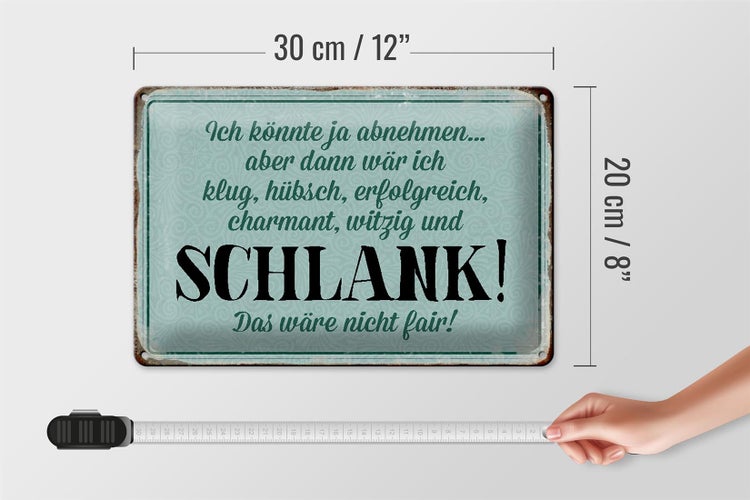 Blechschild Spruch 30x20cm könnte abnehmen dann klug hübsch