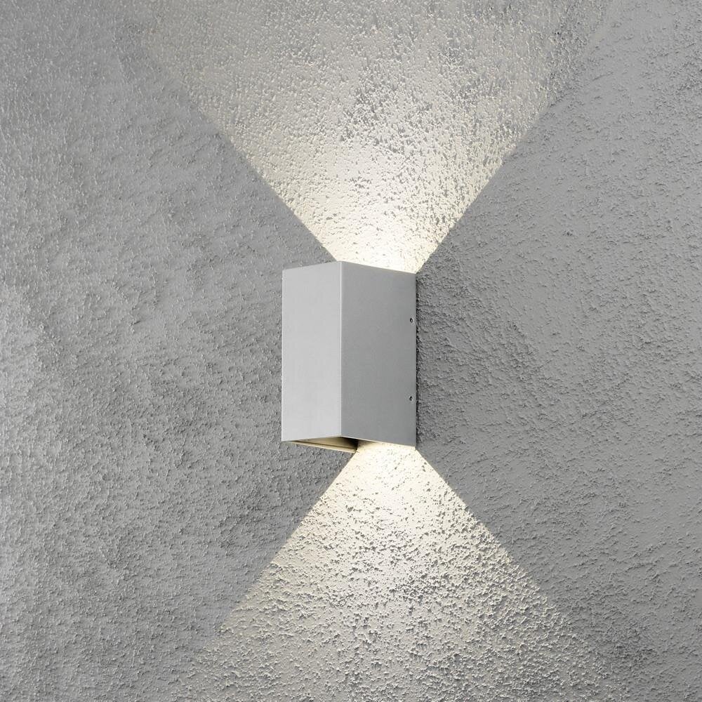 Flexible LED Wandleuchte Cremona aus Aluminium in grau und Acrylglas in klar, einstellbarer Lichtaustritt, IP54, 80 mm