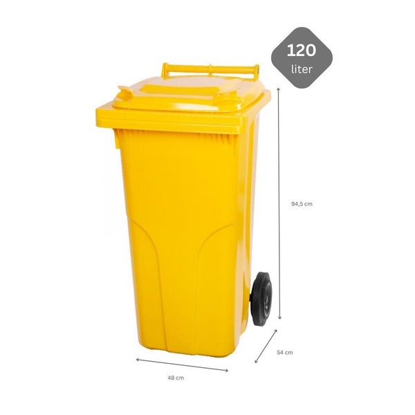 PROREGAL SuperSparSet 2x 2-Rad-Mülltonne Mgb HDPE-Kunststoff 120 Liter Gelb & Grün