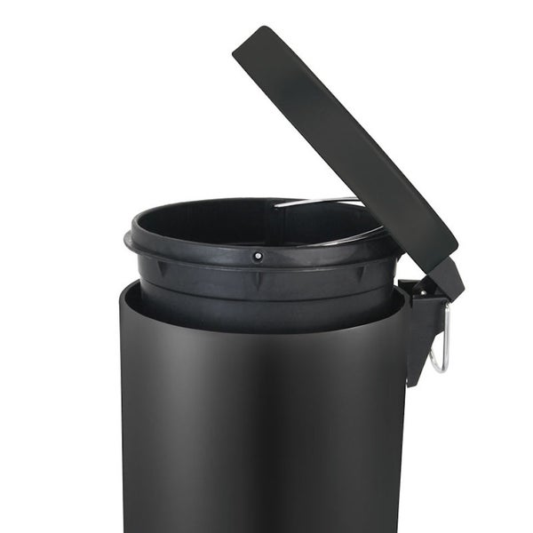 PROREGAL Runder Tretabfallsammler Mit Herausnehmbaren Kunststoff Inneneimer 12 Liter HxBxT 40 x 29,5 x 25,5 cm Schwarz