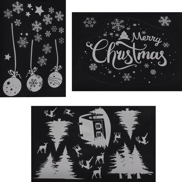 FRANK FLECHTWAREN | Fenstersticker Merry Christmas, 33er Set, 3 Blätter, je Blatt 30 x 40 cm, KUNSTSTOFF