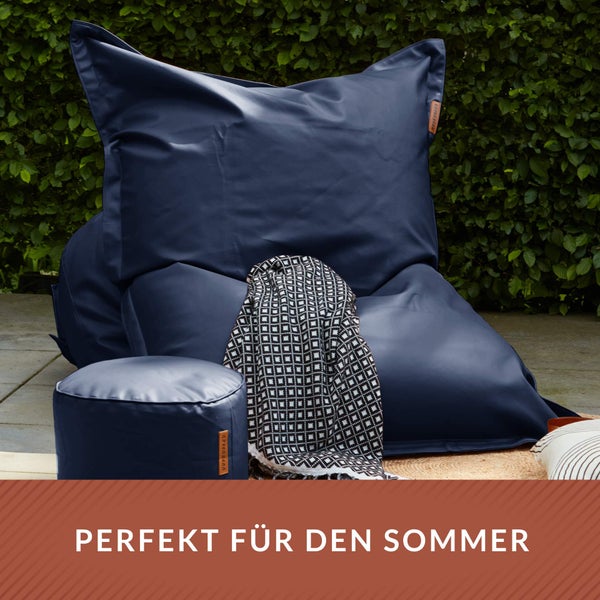 Green Bean XXL Riesen-Sitzsack aus Kunstleder mit EPS Perlen Füllung  - 140 x 180 cm 380 Liter - Bean Bag Sitzkissen Sitzpuff Sitzsessel Bodenkissen Lounge - Dunkelblau
