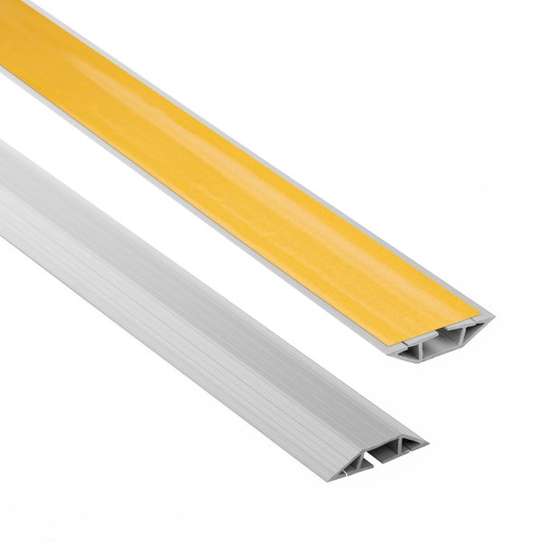 Selbstklebendes Aluminium Bodenprofil für Kabel als flache Kabelbrücke zur Bodenverlegung.