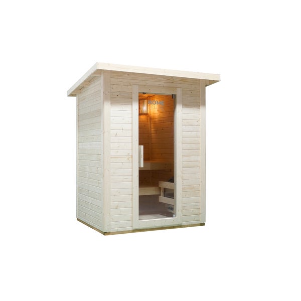 Home Deluxe - Outdoor Saunahaus TALO M - für 3 Personen, Holz: Fichtenholz - inkl. Saunaofen und Saunazubehör I Gartensauna, Außensauna, Sauna