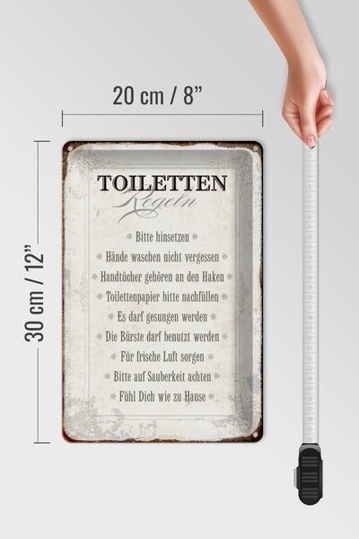 Blechschild Spruch 20x30cm Toiletten Regeln Haus Schild