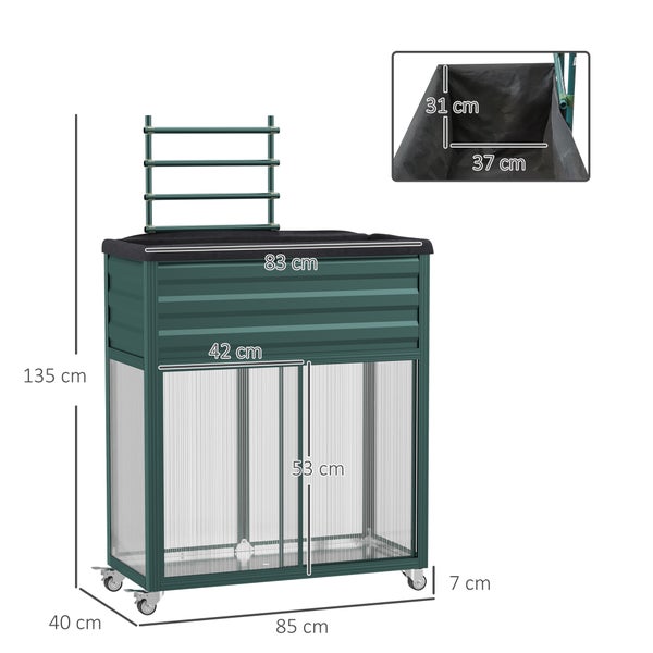 Outsunny Hochbeet, 85L x 40B x 135H cm, Aluminium, grün