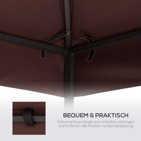 Outsunny Ersatzdach, Pavillondach für Metallpavillon, 3x3m, Polyester, Kaffee