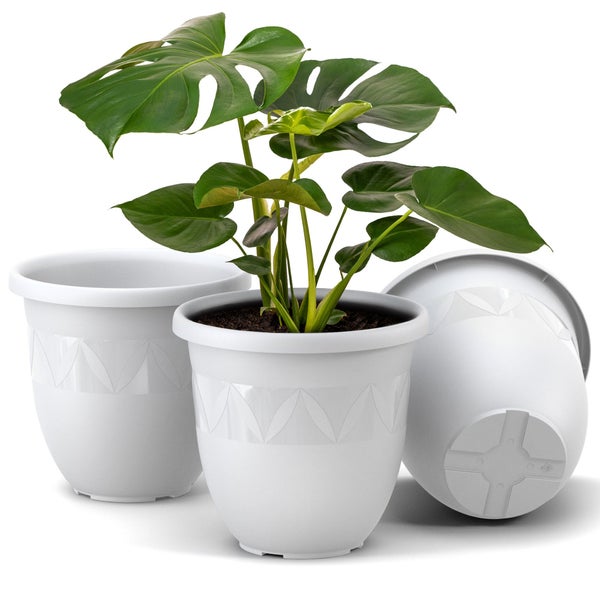 Plastard Übertopf 3er-Set Ø 27 x 22 cm – Weiß | Stilvolle Pflanzgefäße für Haus und Garten