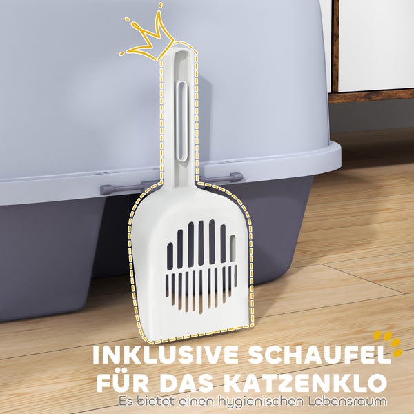 PawHut Katzentoilette mit Deckel, Katzenklo mit Sieb, Schaufel, geschlossen Katze Toilettenhaus für kleine Katze unter 3,5 kg, Indoor, Kunststoff, Violett