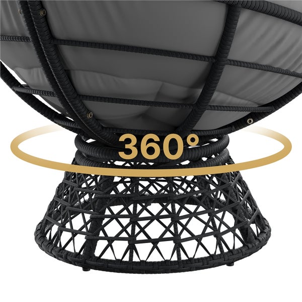 Yaheetech Papasansessel 360° Drehbar , Schwarz / Grau
