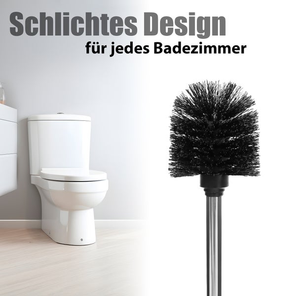 Badezimmer mit Toilette und Toilettenbürste