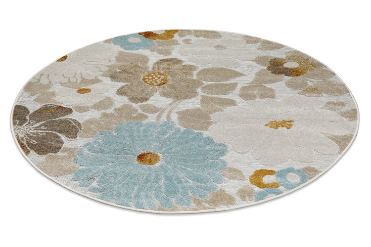 Flachgewebeteppich Beach Flower Indoor & Outdoor, Blumen-Muster, OEKO-TEX WECONhome 200 cm rund