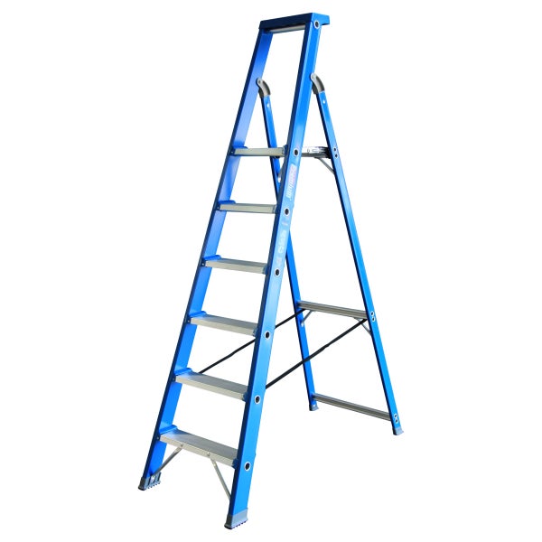 Blaue Trittleiter mit sechs Stufen