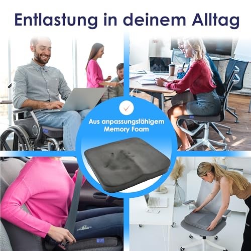 DYNMC you Ergonomisches Sitzkissen Bürostuhl - Mittelhart H3 - Test SEHR GUT - [MIT PHYSIOTHERAPEUTEN ENTWICKELT] - Entlastet Rücken & Erhöht Sitzkomfort