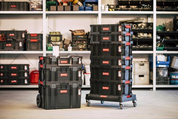 PROREGAL QBRICK Transportroller Two HxBxT 39,5 x 59,5 x 17,5 cm Mit 4 Lenkrollen Traglast 100kg Metall Schwarz