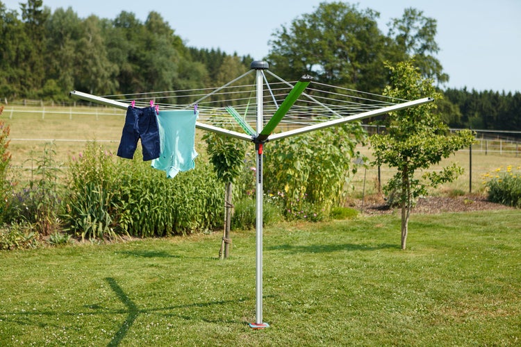 BERLINLODGE Wäschespinne Vento 4 Tragarmen 8 Leinenreihen Aluminium Apfelgrün Hx⌀ 205x290cm Geschlossene Rundform